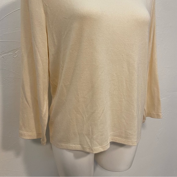 VINCE NEUTRAL CHAMPAGNE THREE QUARTER SLEEVE CREW SOFT SWEATER TOP - Picture 7 of 14